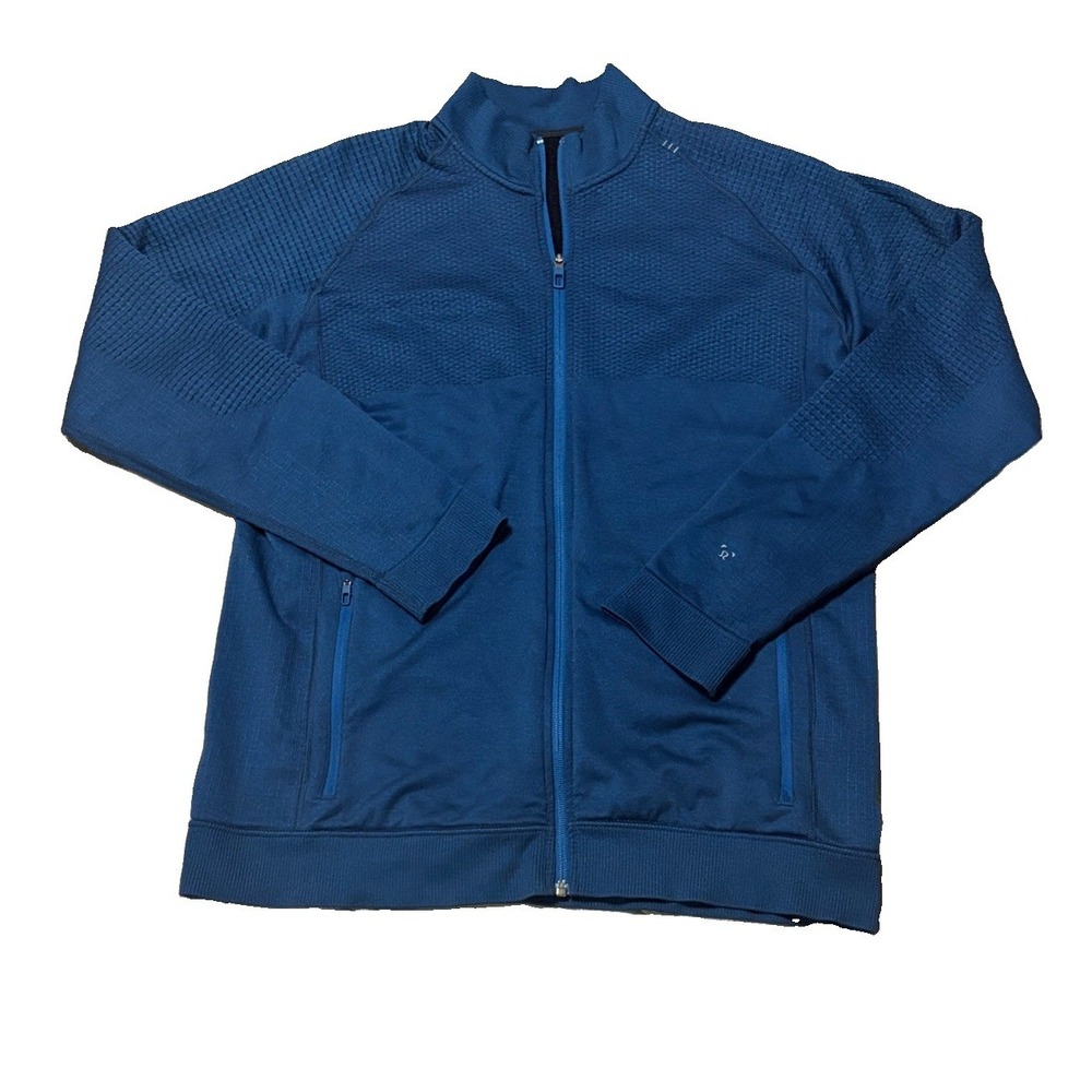 Lululemon Engineered Warmth Jacket Mens XL Poseidon Blue Merino Wool Zip Gym
